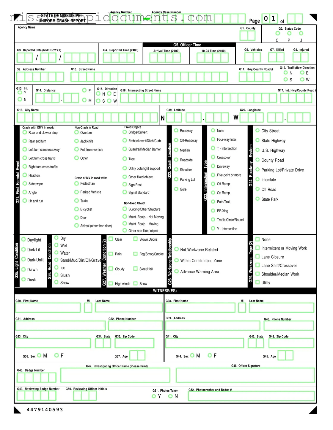 Official Mississippi Accident Report Form in PDF