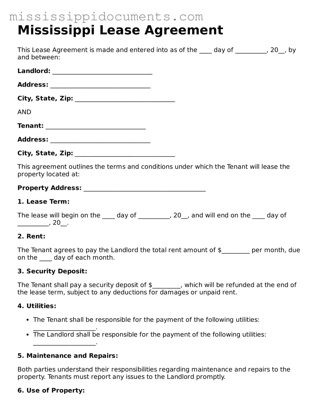Attorney-Verified Lease Agreement Document for Mississippi State