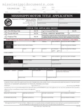 Official Certificate Of Title For Mississippi Form in PDF