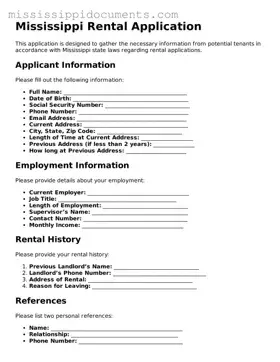 Attorney-Verified Rental Application Document for Mississippi State