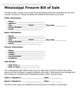 Attorney-Verified Firearm Bill of Sale Document for Mississippi State