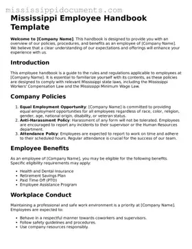 Attorney-Verified Employee Handbook Document for Mississippi State