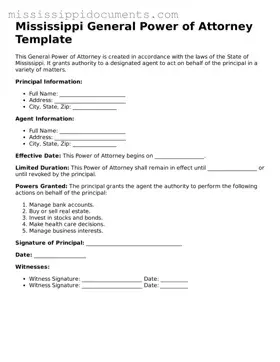 Attorney-Verified General Power of Attorney Document for Mississippi State