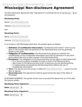 Attorney-Verified Non-disclosure Agreement Document for Mississippi State