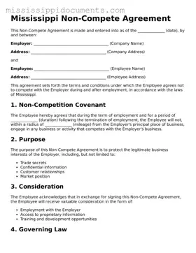 Attorney-Verified Non-compete Agreement Document for Mississippi State