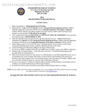 Official Mississippi Nurse Renewal Form in PDF