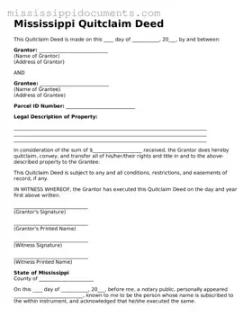 Attorney-Verified Quitclaim Deed Document for Mississippi State