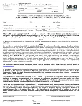 Official Mississippi Snap Application Form in PDF