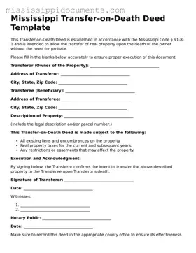 Attorney-Verified Transfer-on-Death Deed Document for Mississippi State
